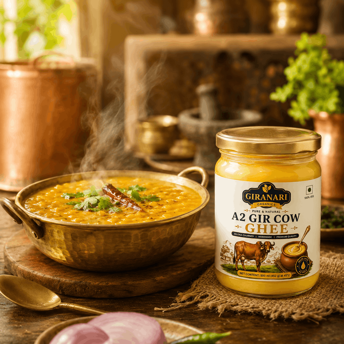 Giranari Organics A2 Gir Cow Ghee, Bilona Churned, 100% Natural