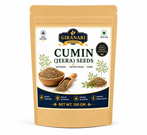 Giranari Organics Cumin (Jeera) Seeds, 100% Natural, Whole Spice, Rich in Nutrients and Antioxidants, Vegan, Gluten Free, 100g