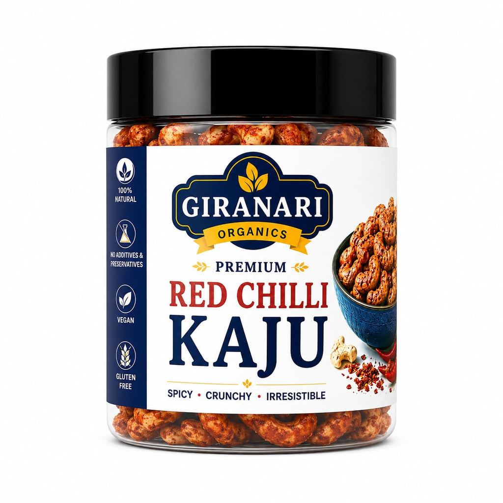 Giranari Organics Premium Red Chilli Kaju, Spicy Crunchy Cashews, 100% Natural, Vegan, Gluten Free, No Additives