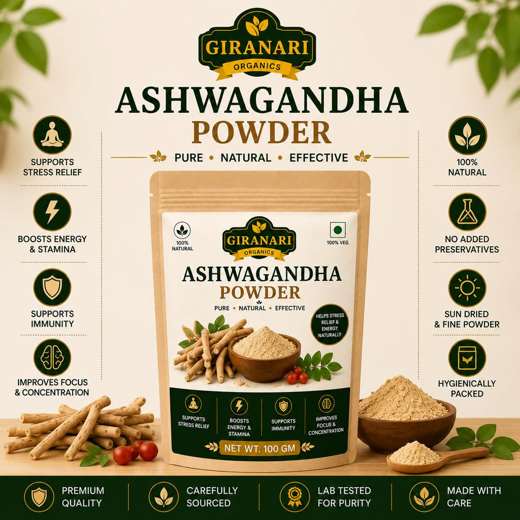 Ashwagandha Powder, 100% Natural, Stress Relief, Boosts Energy & Stamina, Supports Immunity, 100 gm