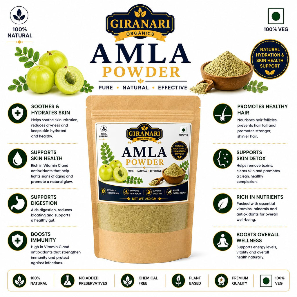 Natural Amla Powder 250g for Hair Skin and Wellness, Pure Indian Gooseberry Powder, Herbal Superfood Rich in Vitamin C, Vegan Gluten Free Amla Powder for Daily Health and Beauty Care
