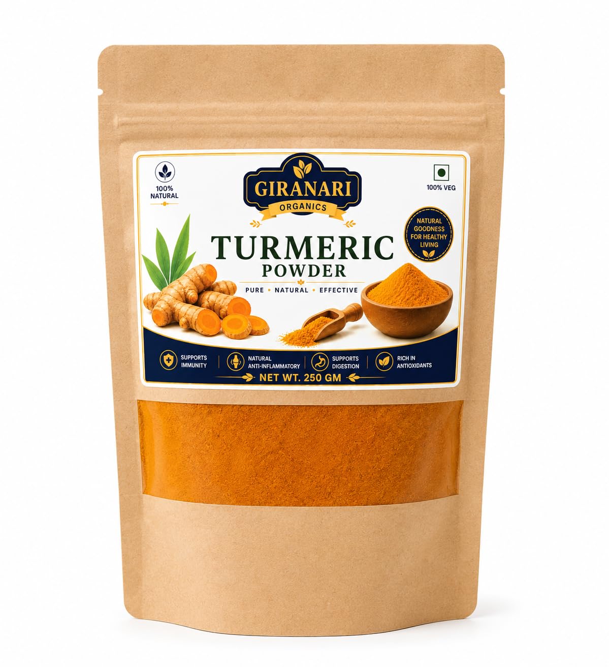 Giranari Organics Turmeric Powder, 100% Natural, Pure