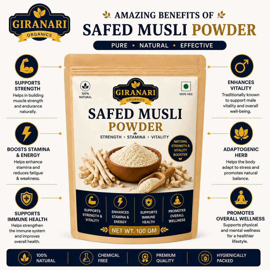 Safed Musli Powder, 100% Natural, Strength, Stamina & Vitality Booster, Supports Immune Health, 100 gm