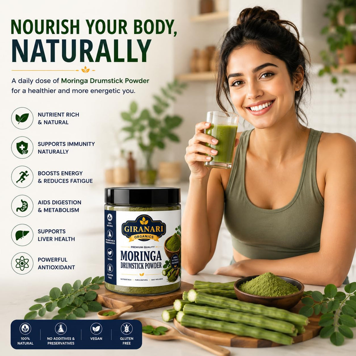 Moringa Powder Premium Drumstick Leaf Powder