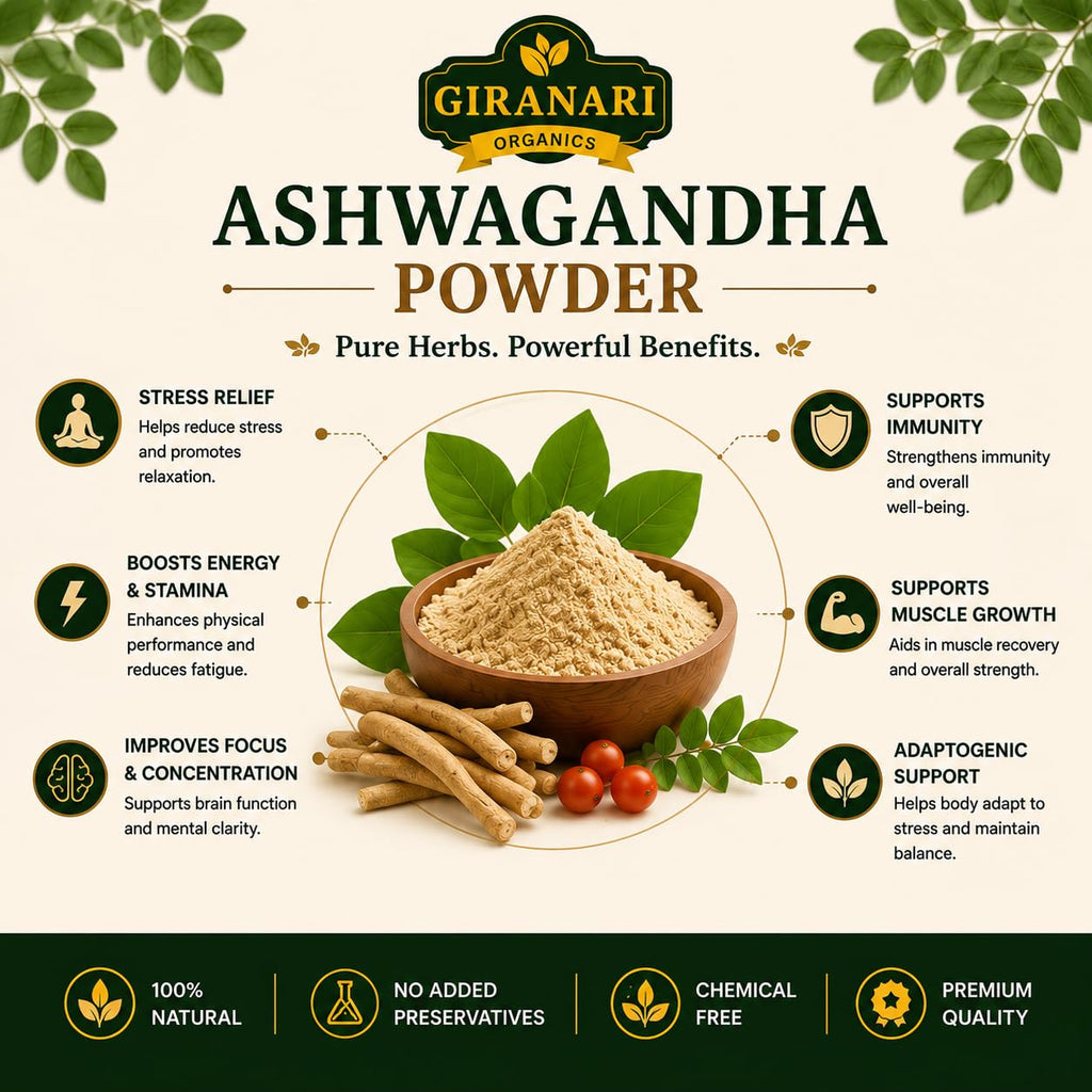 Ashwagandha Powder, 100% Natural, Stress Relief, Boosts Energy & Stamina, Supports Immunity, 100 gm