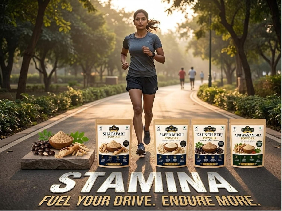 Herbal Powder Combo, Shatavari, Safed Musli, Kaunch Beej, Ashwagandha, 100 gm Each, Strength & Stamina