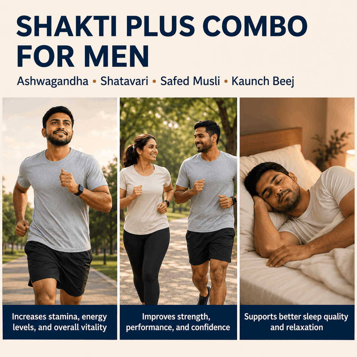 Herbal Powder Combo, Shatavari, Safed Musli, Kaunch Beej, Ashwagandha, 100 gm Each, Strength & Stamina