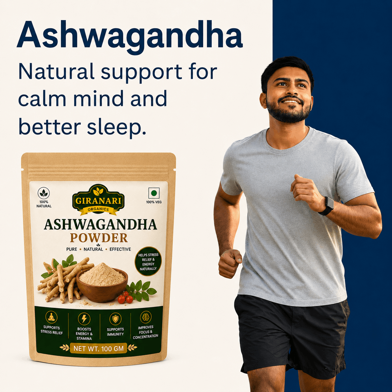 Herbal Powder Combo, Shatavari, Safed Musli, Kaunch Beej, Ashwagandha, 100 gm Each, Strength & Stamina